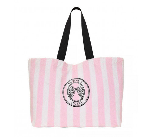 Пляжна махрова сумка у рожеву фірмову смужку Victoria’s Secret.