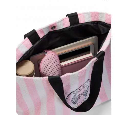 Пляжна махрова сумка у рожеву фірмову смужку Victoria’s Secret.