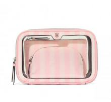 Набір косметичок 3 в 1 у фірмову рожеву смужку Victoria’s Secret