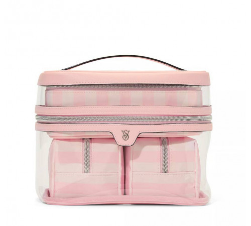 Косметичка 4 в 1 у фірмову рожеву смужку Victoria’s Secret.