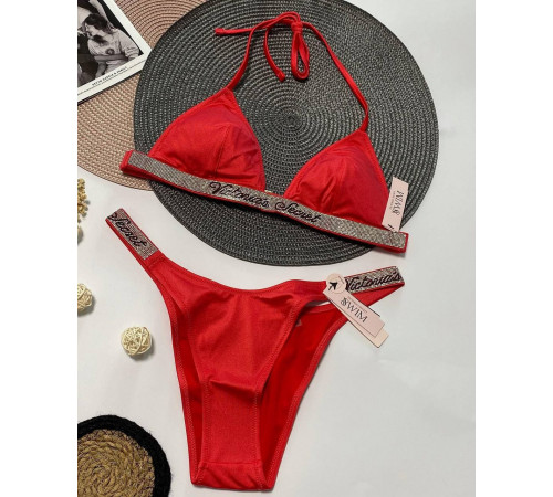 Яскравий купальник зі стразами та логотипом Victorias Secret