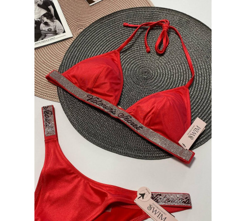 Яскравий купальник зі стразами та логотипом Victorias Secret