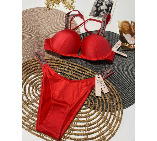 Яскравий купальник зі стразами та логотипом Victorias Secret