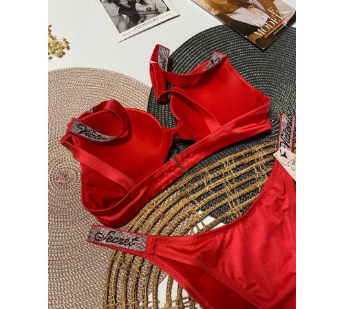 Яскравий купальник зі стразами та логотипом Victorias Secret