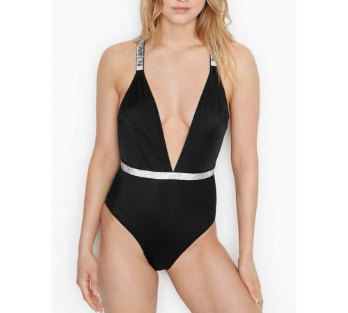 Чорний суцільний купальник