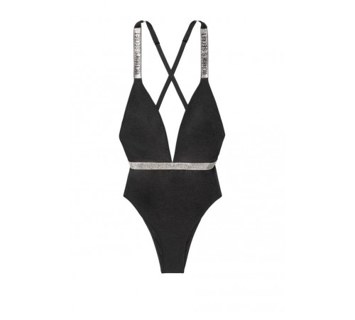 Чорний суцільний купальник