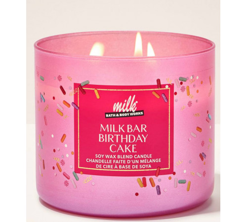 Ароматична свічка з 3 гнітами від Bath&Body Works Milk Bar Birthday Cake