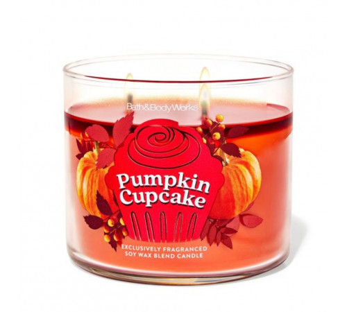 Ароматична свічка з 3 гнітами від Bath&Body Works Pumpkin Capcake