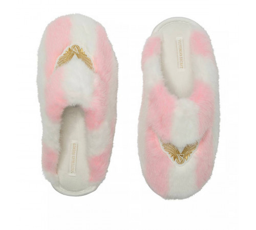 Мʼякі плюшеві домашні тапки у фірмову рожеву смужку Victoria’s Secret