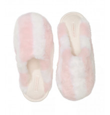 Мʼякі плюшеві домашні тапки у фірмову рожеву смужку Victoria’s Secret